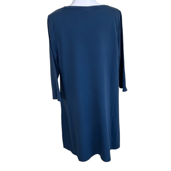 J. Jill‎ Pure Jill Womens Scoop Neck A-Line Dress Pima Cotton Ocean Blue Sz L - Picture 9 of 16